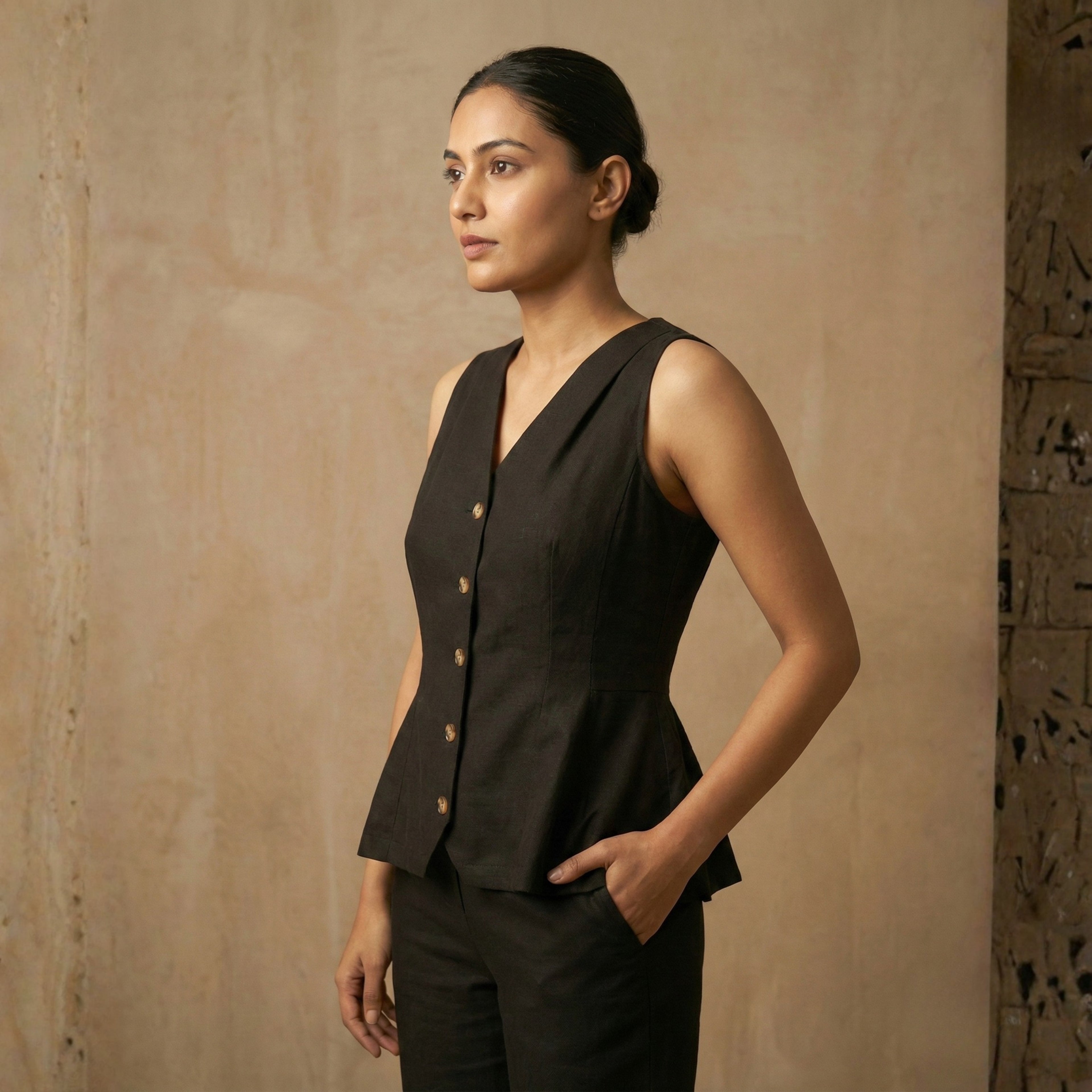 Cotton Slub Vest Coat