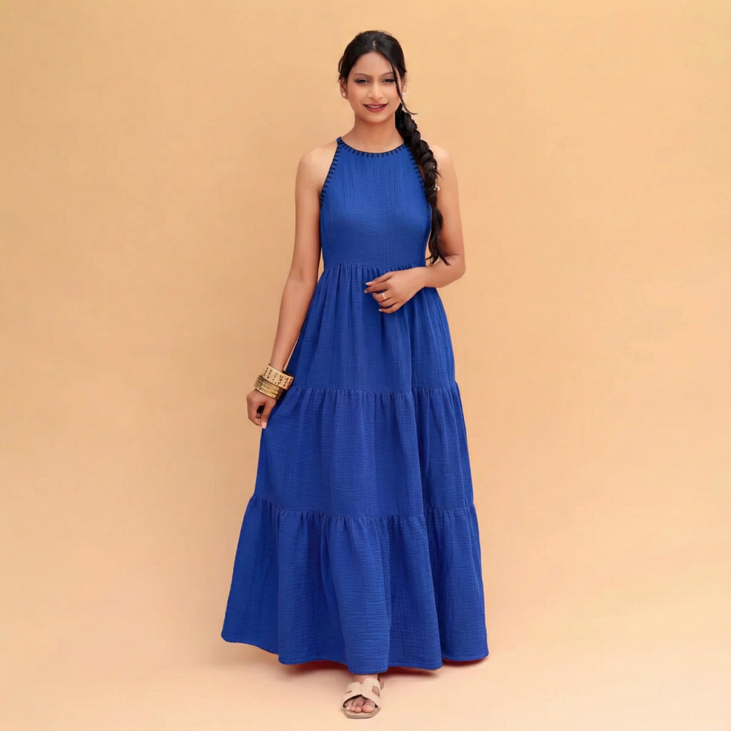 Noor Halter Neck Tiered Dress