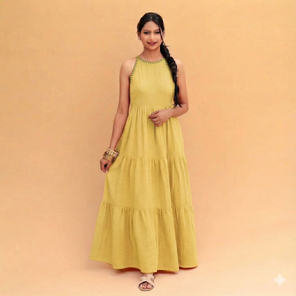 Noor Halter Neck Tiered Dress