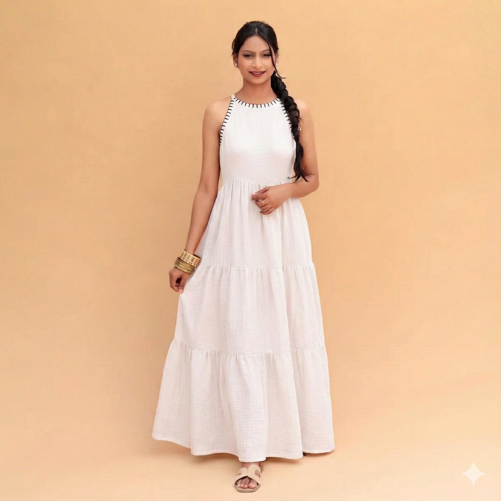 Noor Halter Neck Tiered Dress