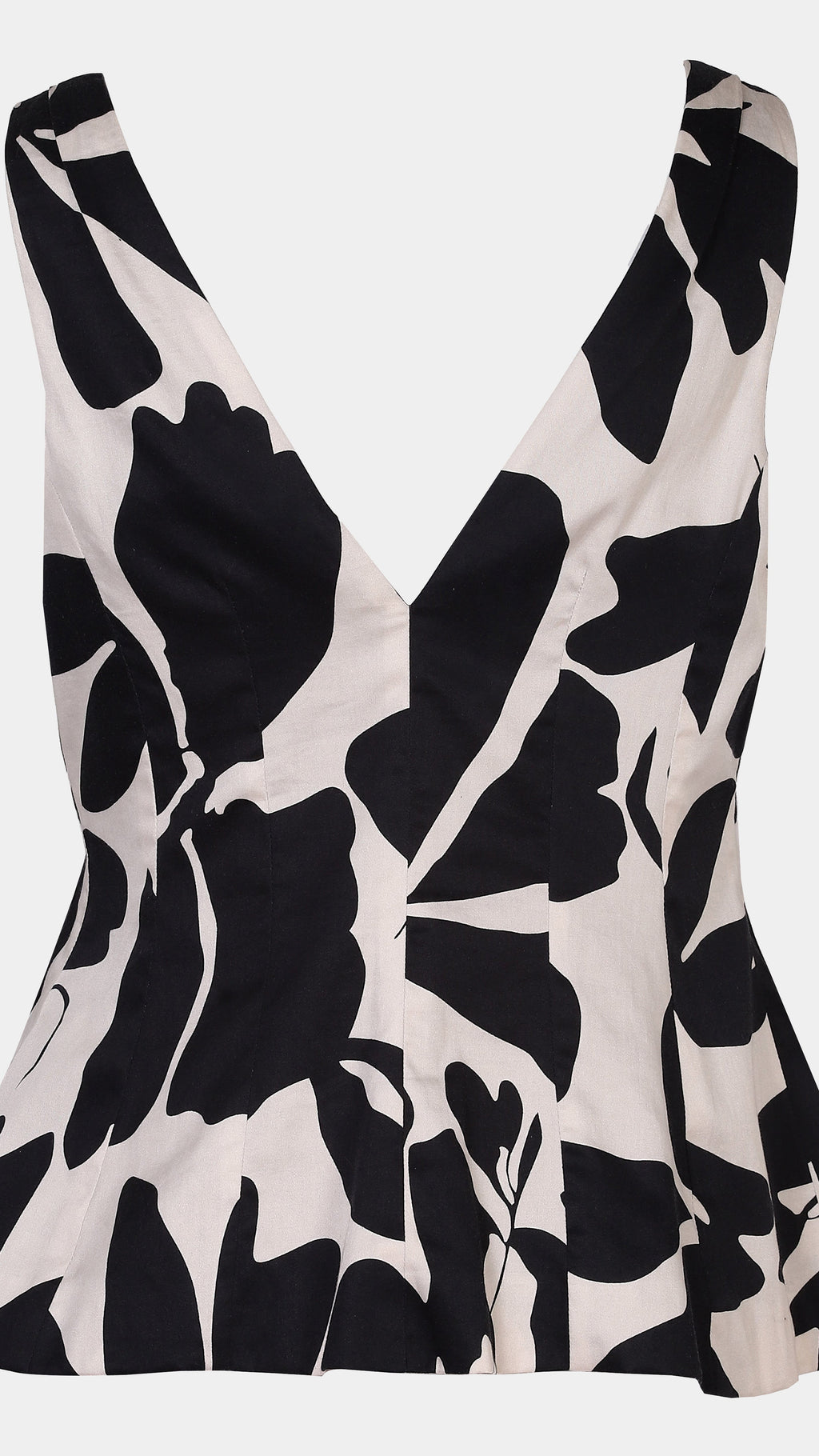 Black and white floral patterned dress on a white background