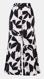 Black and white patterned pants on a light gray background