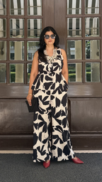 Ink & Ivory Co-ord Set – Printed Cotton Satin