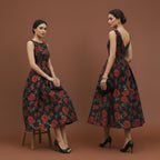 Noir Rose Midi Dress