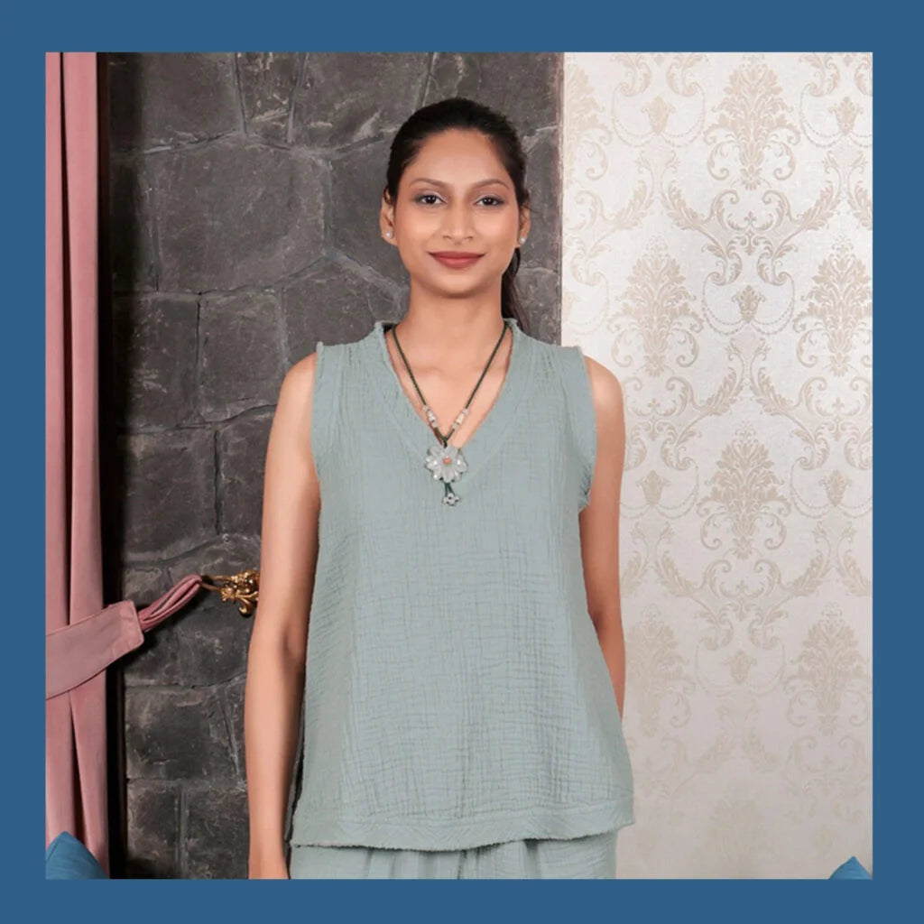 Chhaya Sleeveless Top & Reva Wide Leg Pants Set