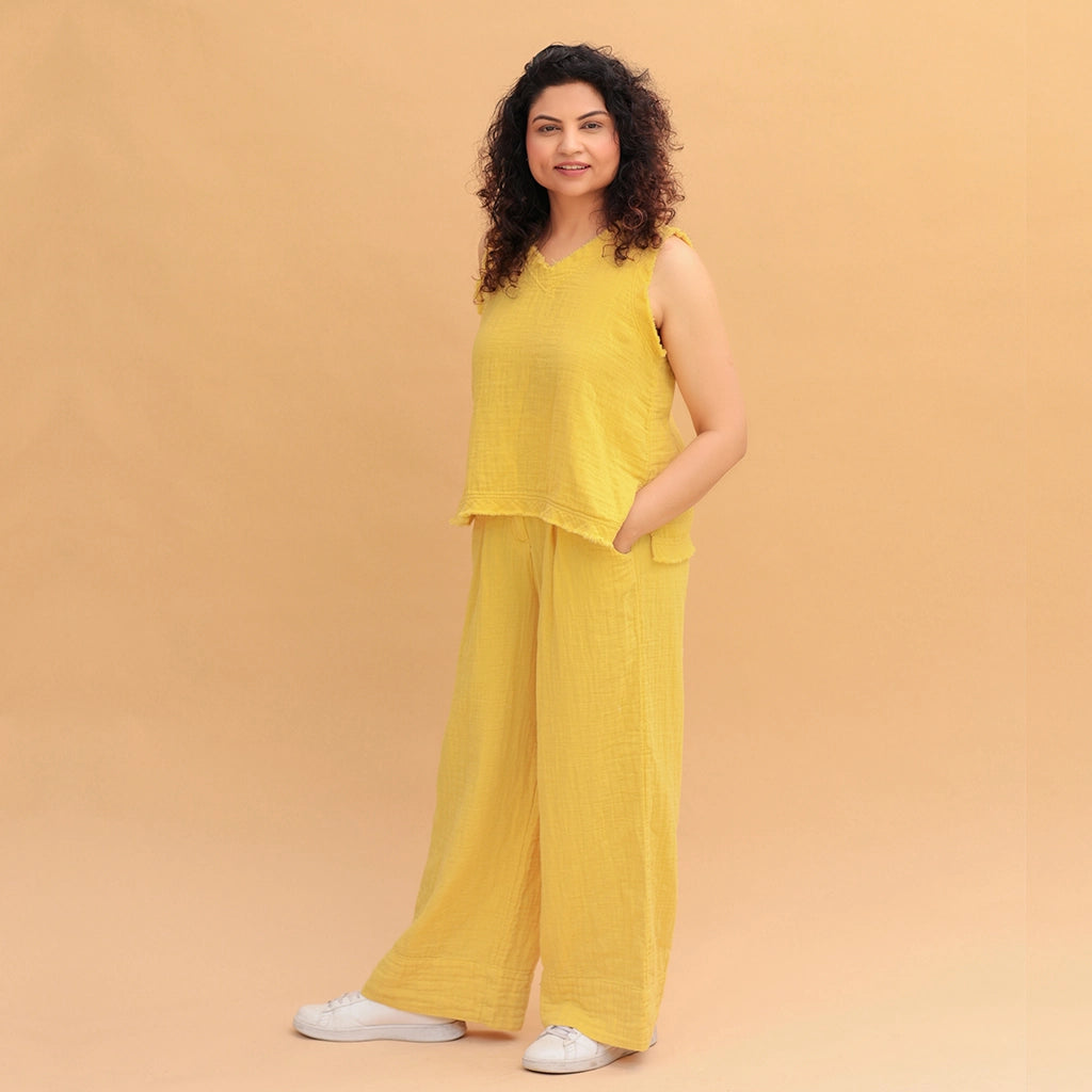Chhaya Sleeveless Top & Reva Wide Leg Pants Set