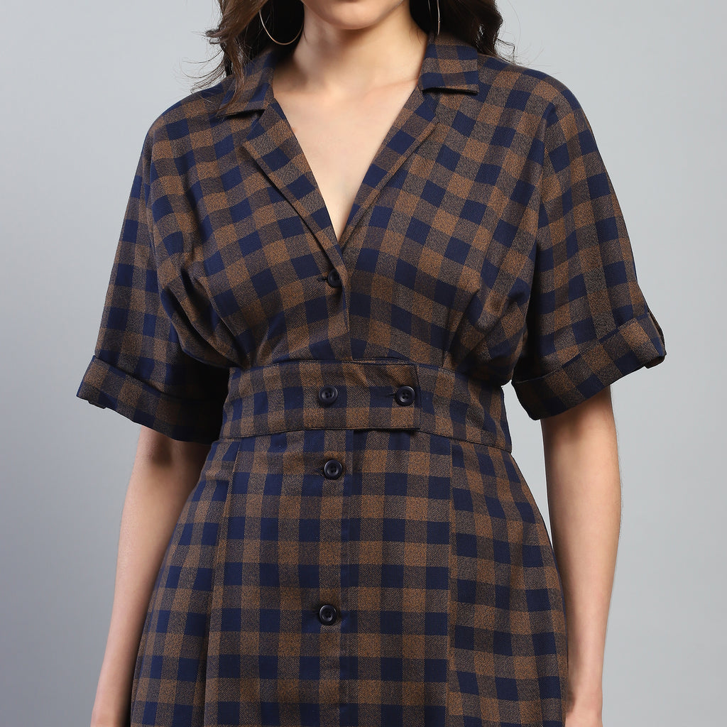 Yara Check Midi Dress - Ash And Amber