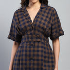 Yara Check Midi Dress - Ash And Amber