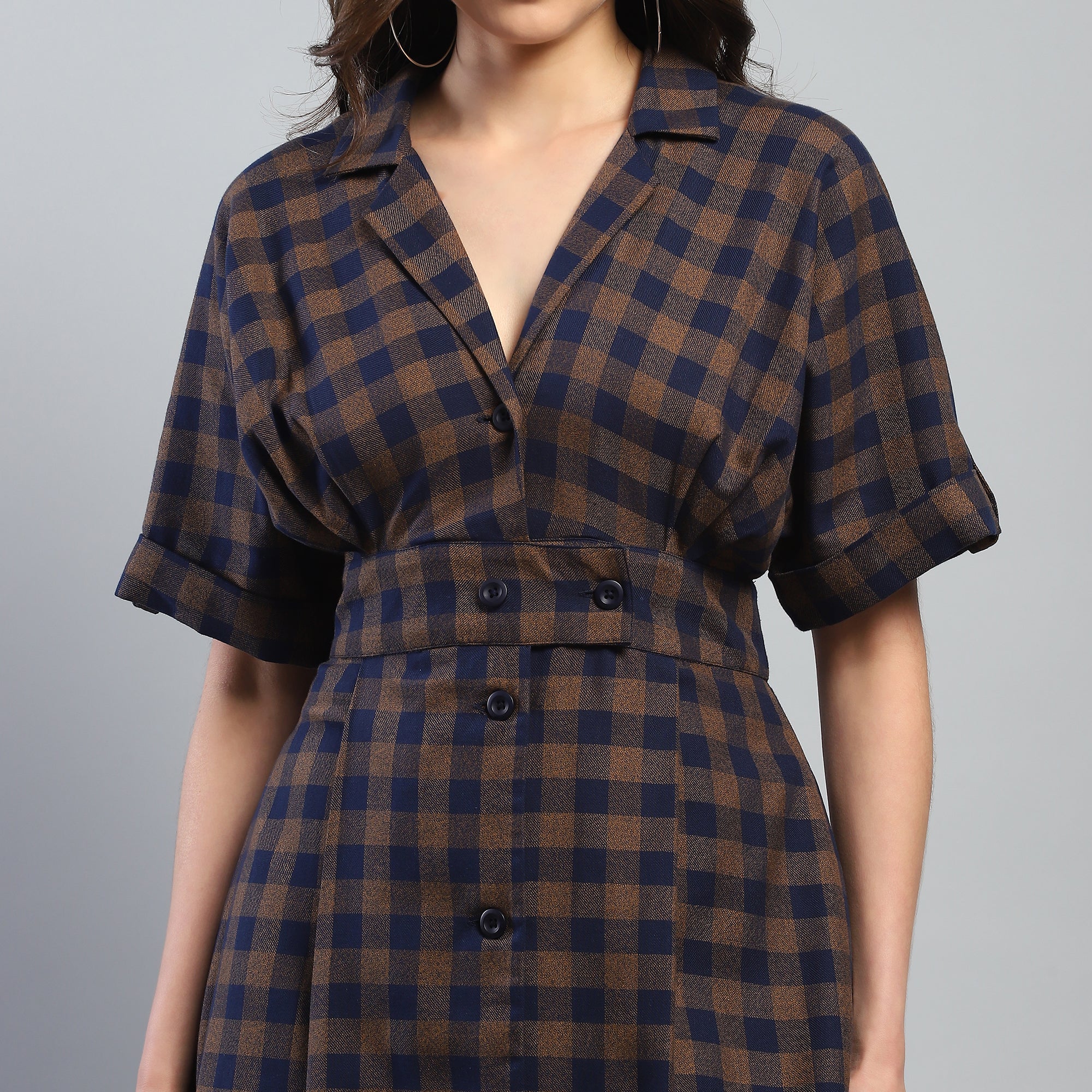 Yara Check Midi Dress - Ash And Amber