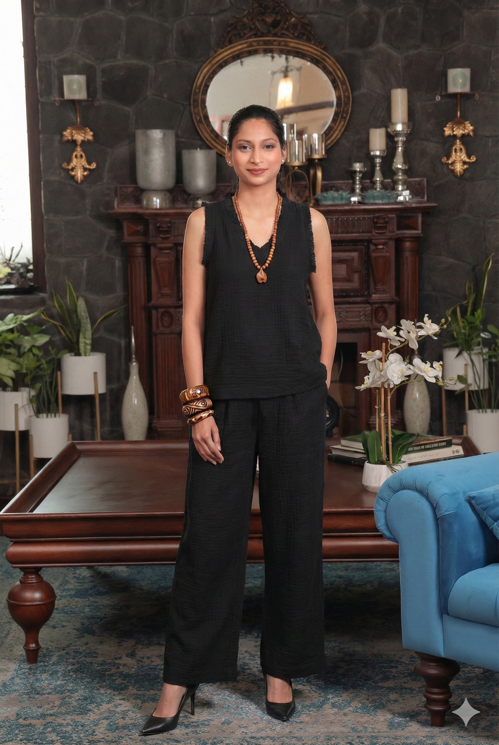 Chhaya Sleeveless Top & Reva Wide Leg Pants Set