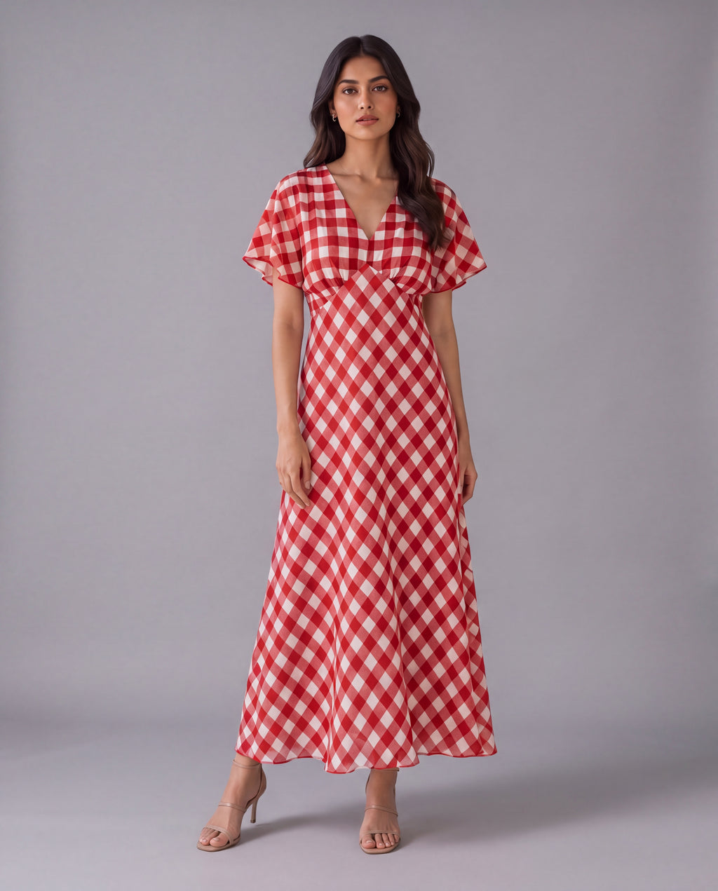 Red Checks Cotton Yarn Dyed Dress