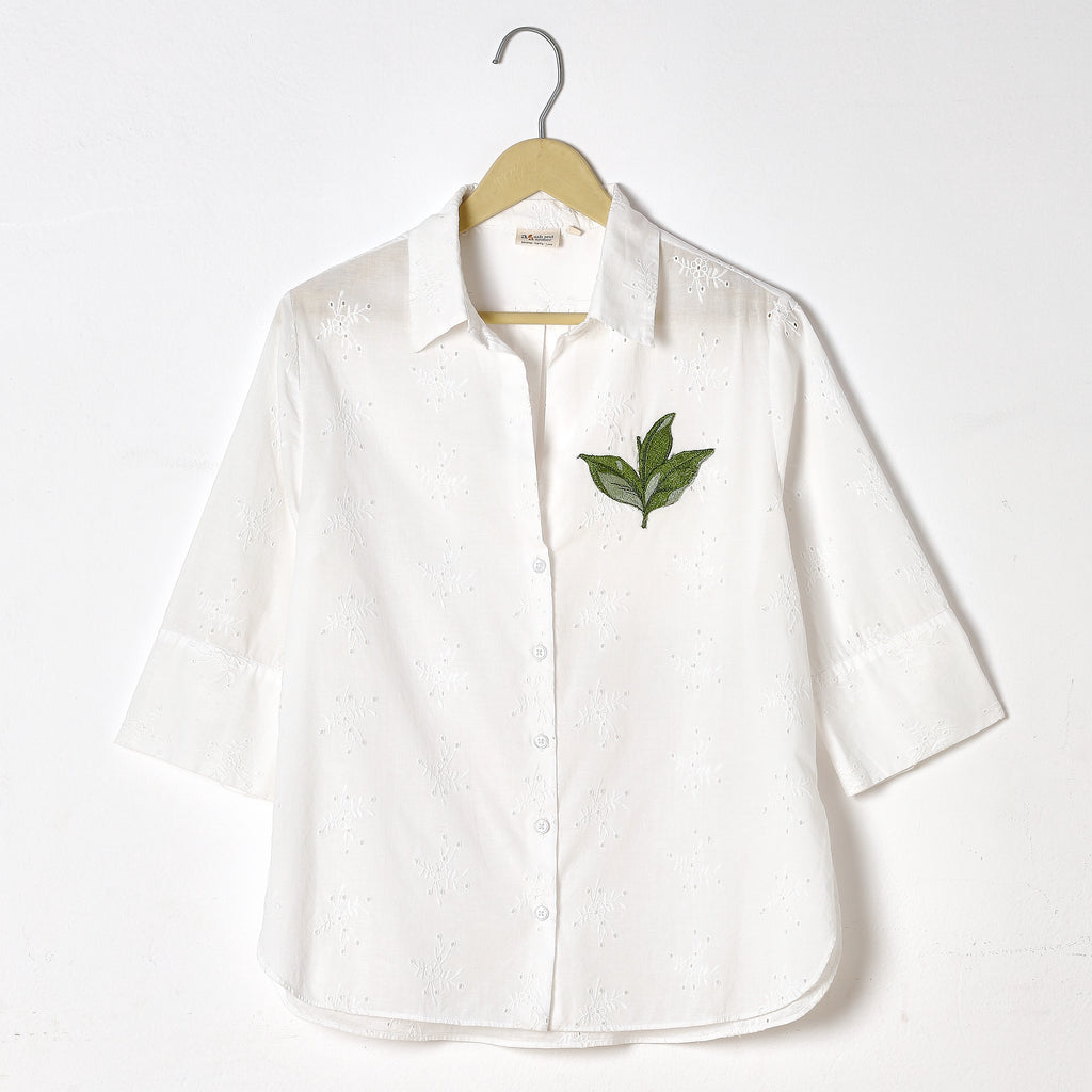 White Schiffli Shirt - Ash And Amber