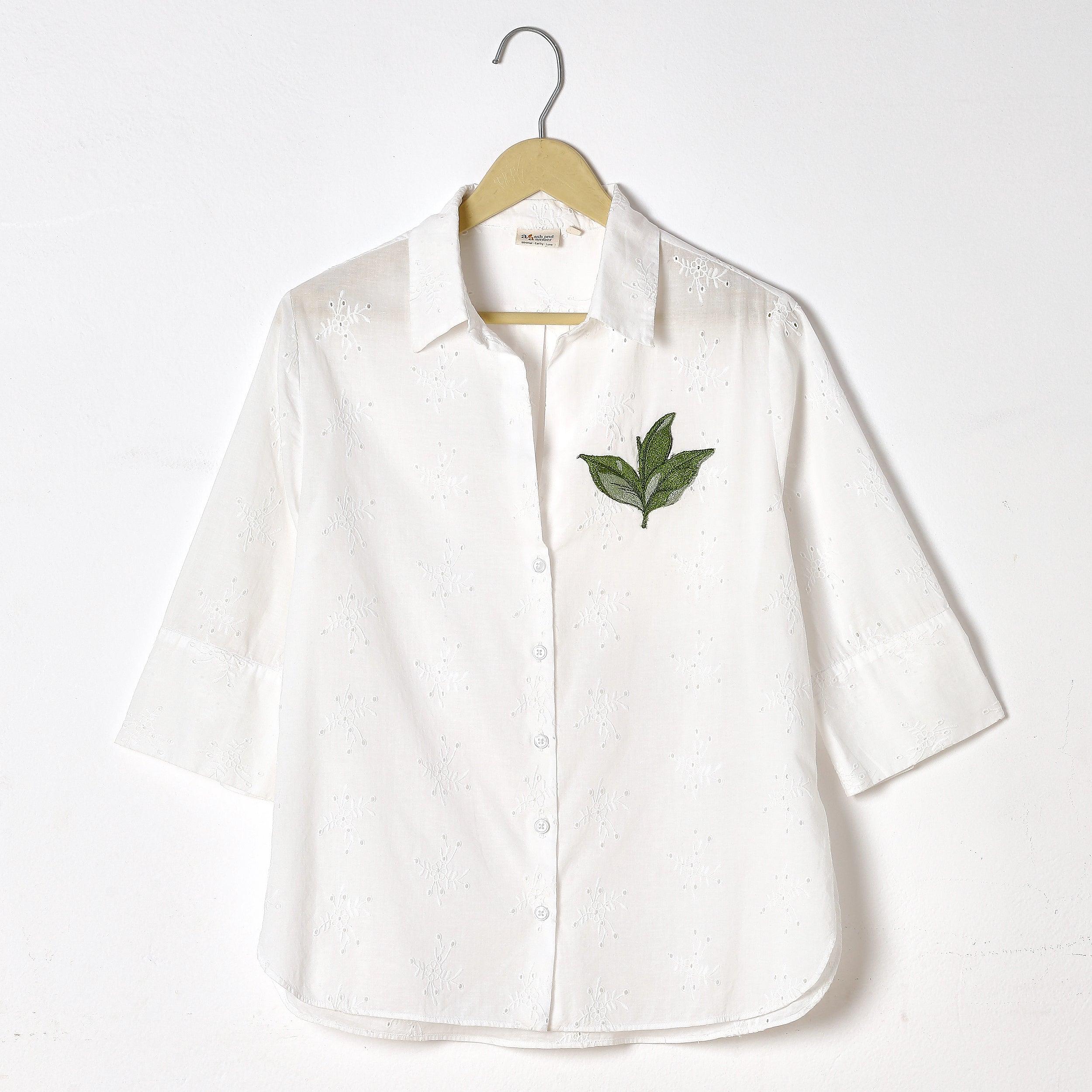 White Schiffli Shirt - Ash And Amber