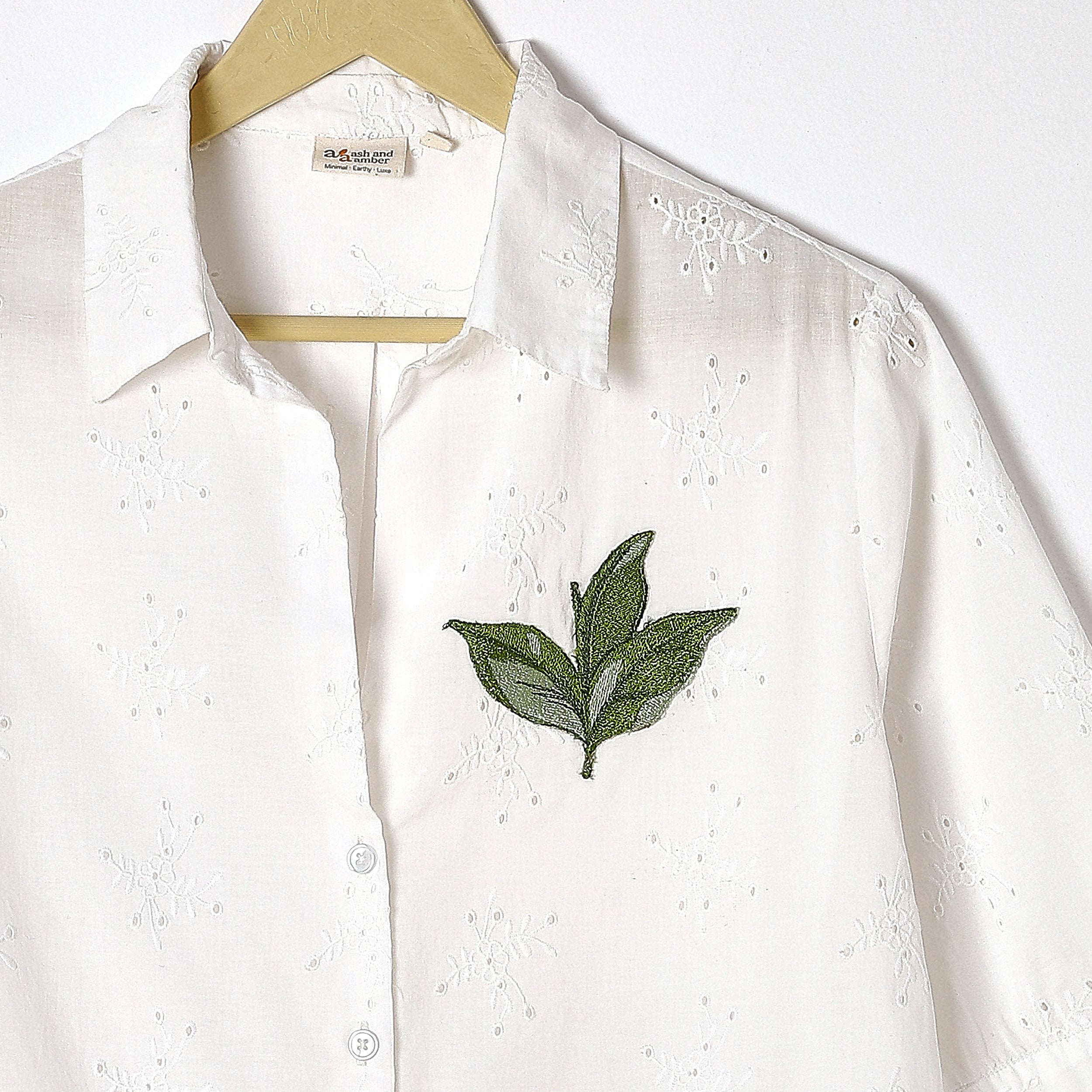 White Schiffli Shirt - Ash And Amber