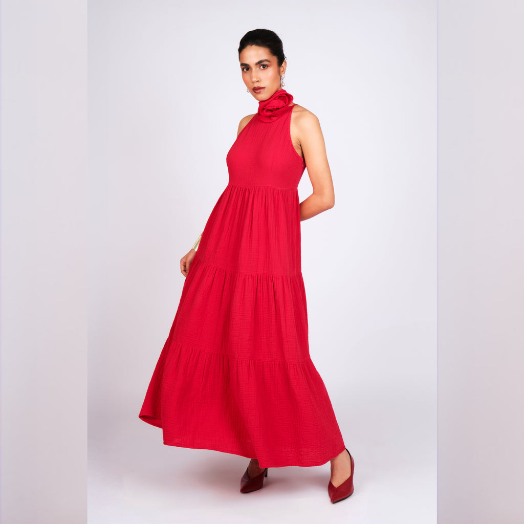 Noor Halter Neck Tiered Dress