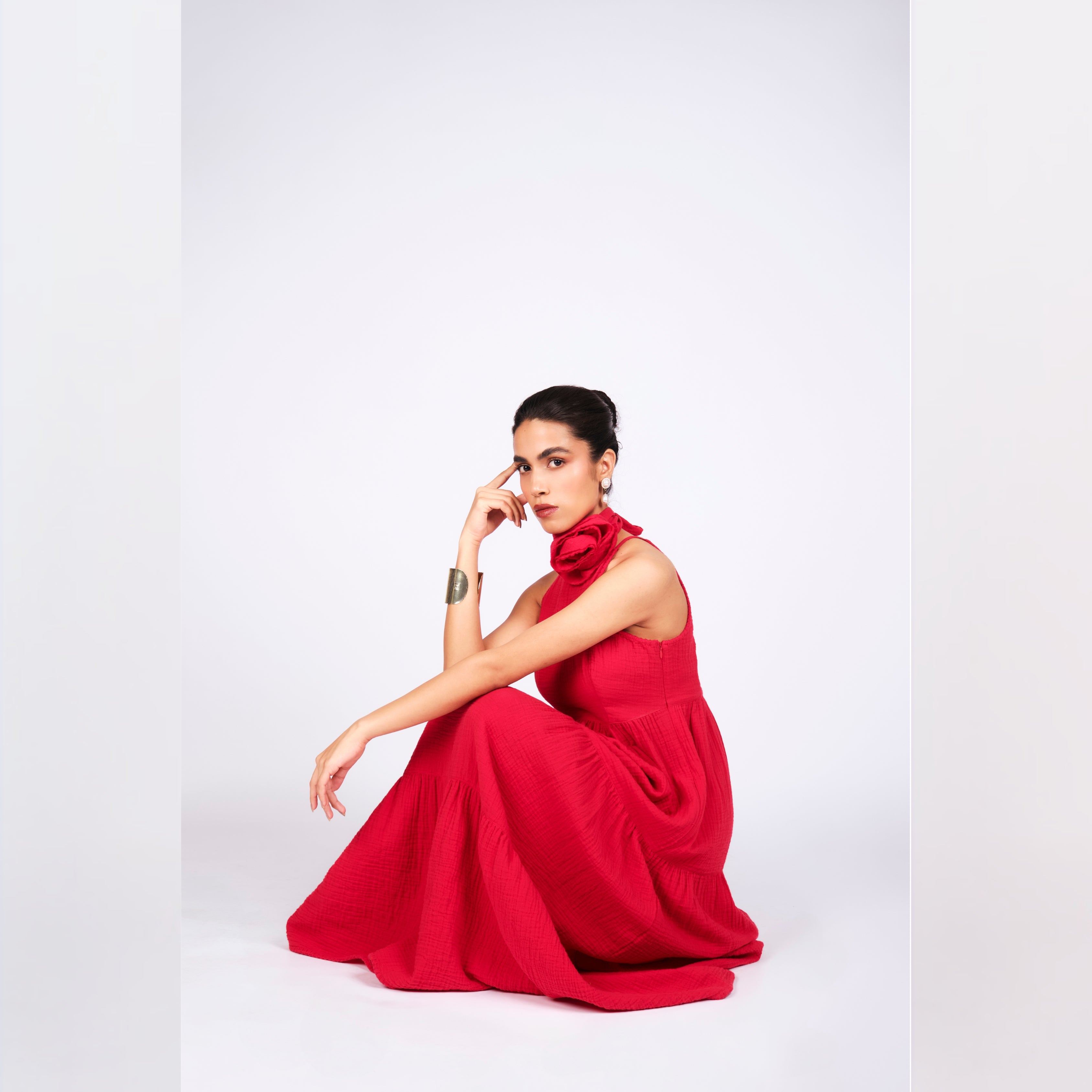 Noor Halter Neck Tiered Dress