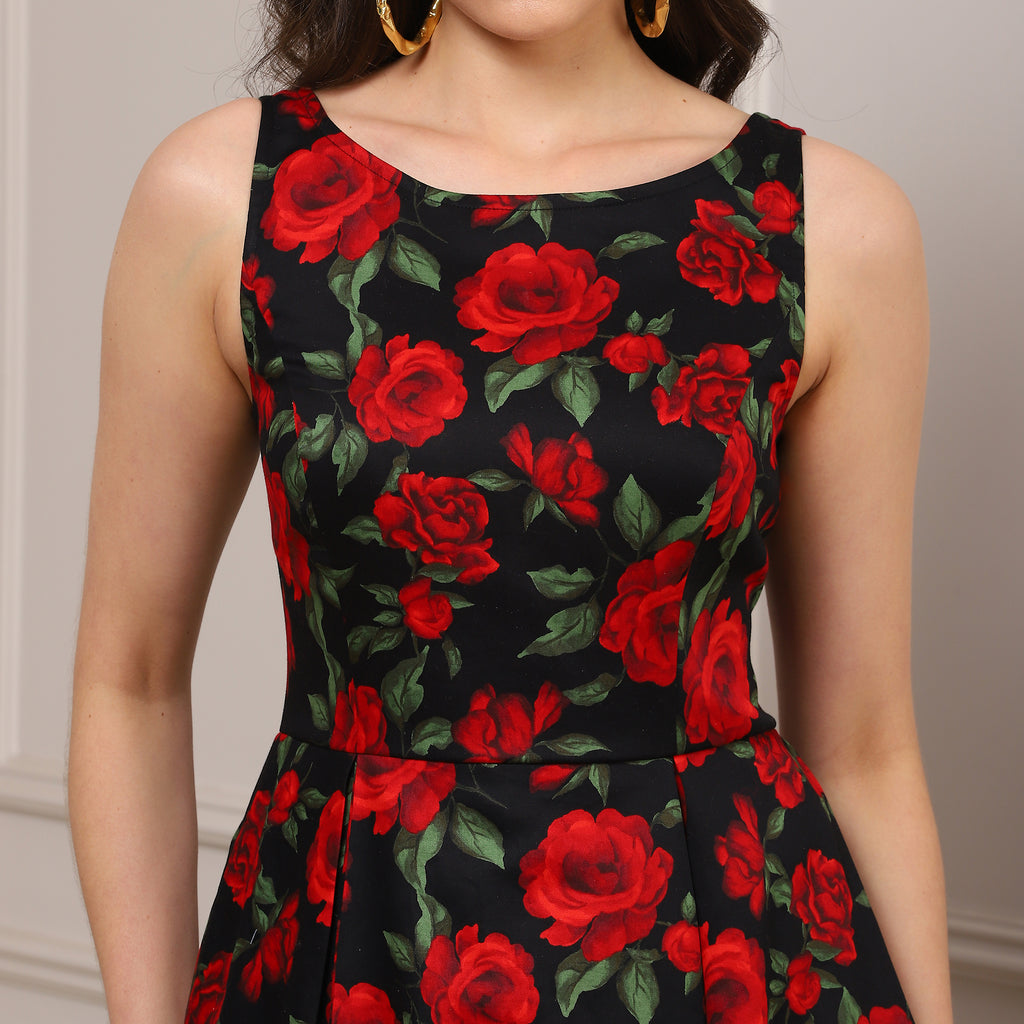 Noir Rose Midi Dress - Ash And Amber