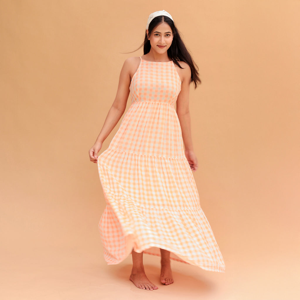 Vriti Halter Neck Tiered Dress