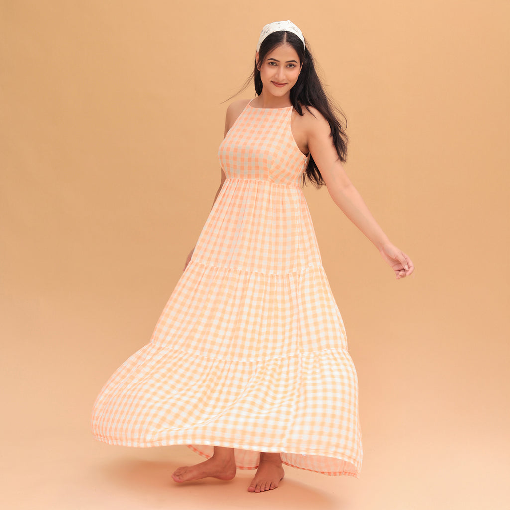 Vriti Halter Neck Tiered Dress