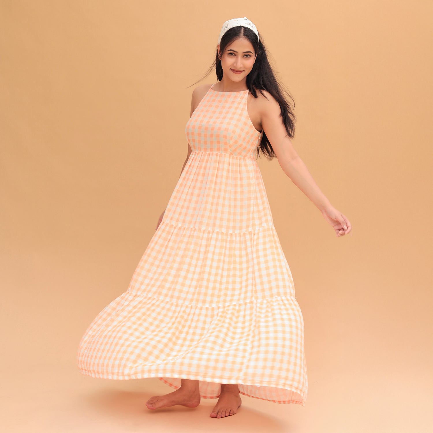 Vriti Halter Neck Tiered Dress