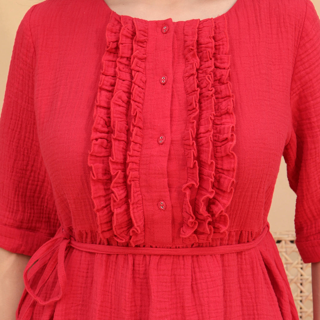 Mira A-Line Flared Frill Dress