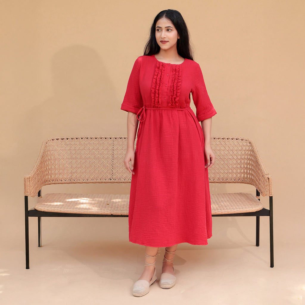 Mira A-Line Flared Frill Dress