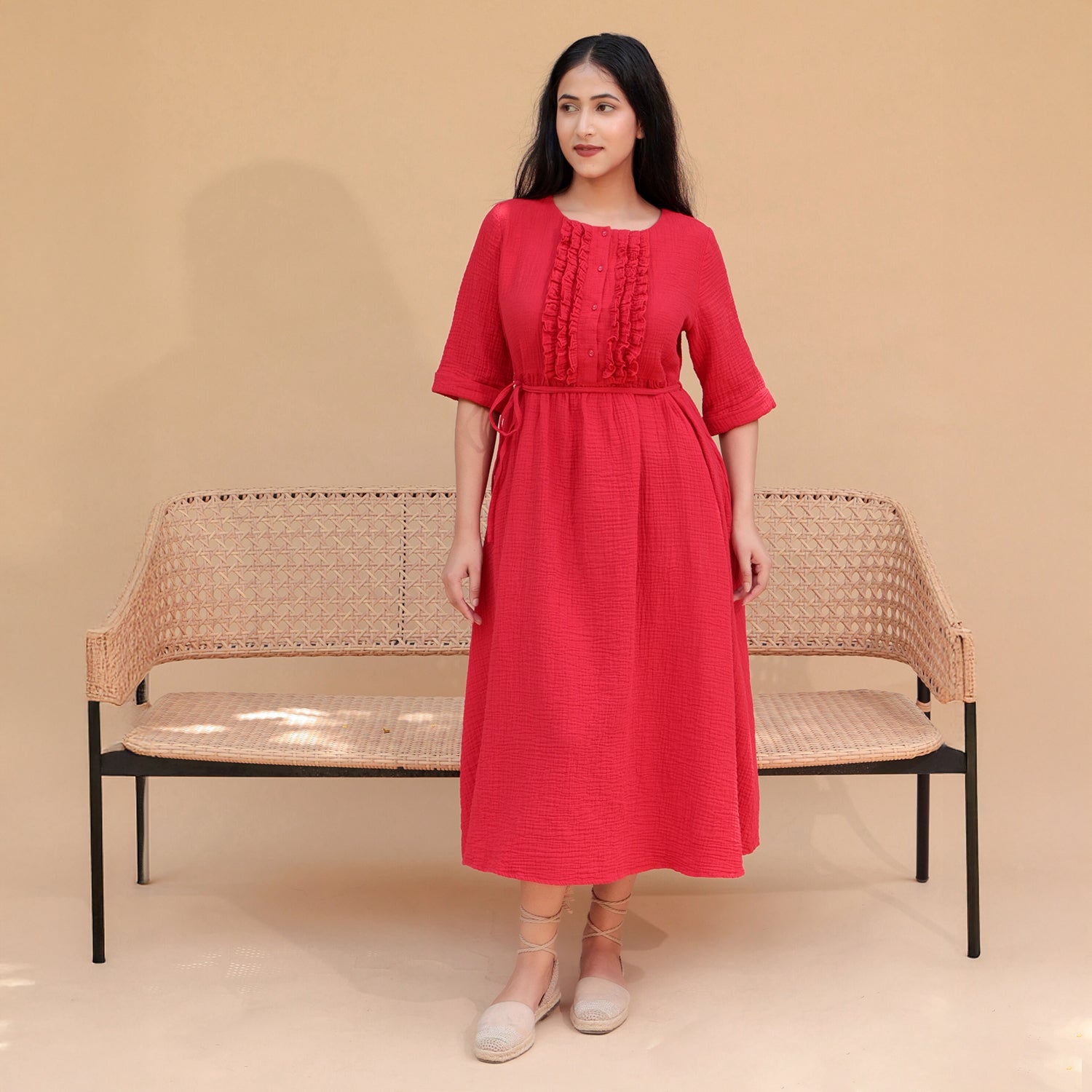 Mira A-Line Flared Frill Dress