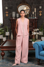 Chhaya Sleeveless Top & Reva Wide Leg Pants Set - Ash And Amber