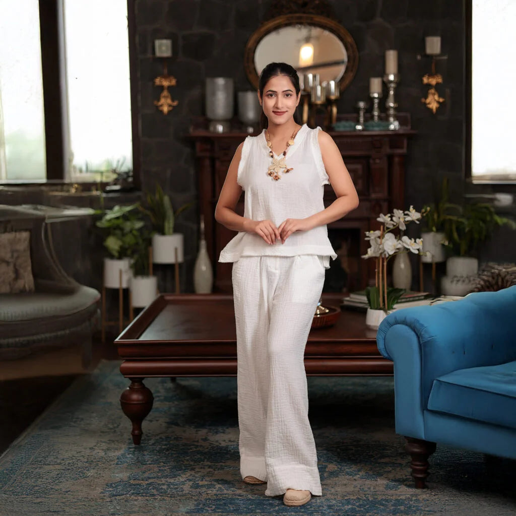 Chhaya Sleeveless Top & Reva Wide Leg Pants Set