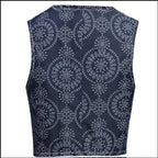 Navy blue patterned vest coat 