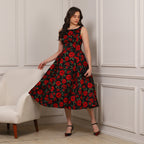 Noir Rose Midi Dress - Ash And Amber