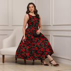 Noir Rose Midi Dress - Ash And Amber