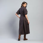 Yara Check Midi Dress - Ash And Amber