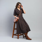 Yara Check Midi Dress - Ash And Amber