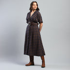 Yara Check Midi Dress - Ash And Amber