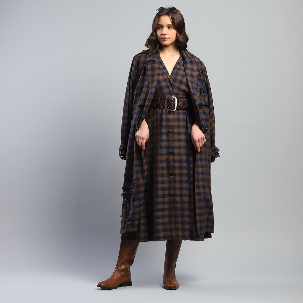 Yara Check Midi Dress - Ash And Amber