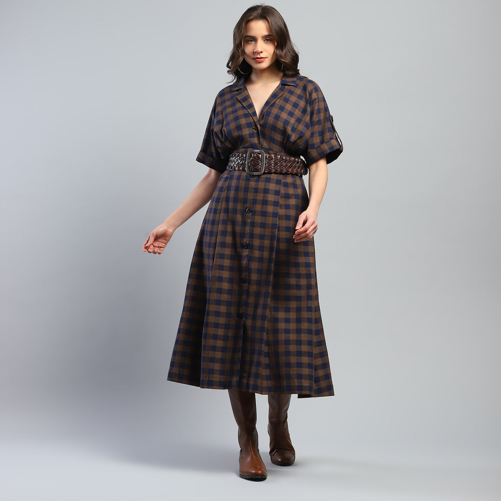 Yara Check Midi Dress - Ash And Amber