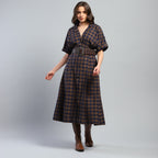 Yara Check Midi Dress - Ash And Amber