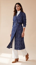 Mandala Trench Coat - Ash And Amber
